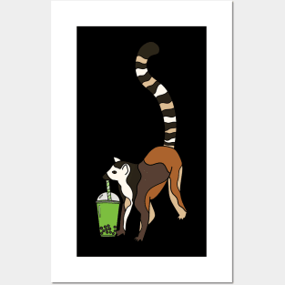 Lemur Drinking Tea Posters and Art